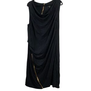 ABS Black Sleeveless Dress with sparkle and exposed zipper detailing Sz 3X